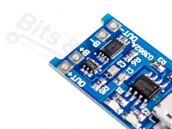 Oplader voor LiIon/LiPoly batterijen/accu's MicroUSB TP4056 1A
